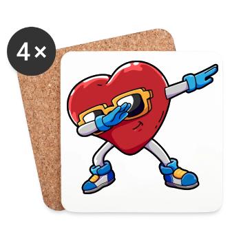 Herz Dab Valentinstag - Untersetzer (4er-Set) - Weiß - Vorne
