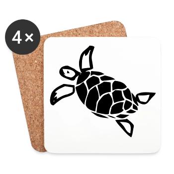 Schildkröte - Untersetzer (4er-Set) - Weiß - Vorne