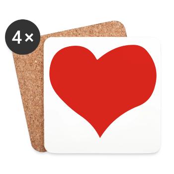 Heart I: One Color Tee Design - Coasters (set of 4) - white - Front