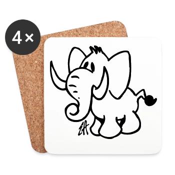 Elephant - Coasters (set of 4) - white - Front
