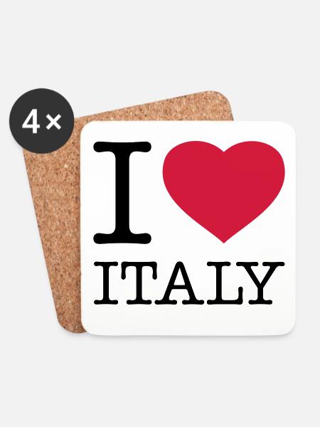 I LOVE ITALY Italien - Untersetzer (4er-Set) - Weiß