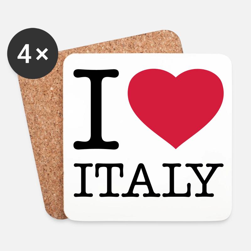I LOVE ITALY Italien - Untersetzer (4er-Set) - Weiß