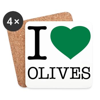 I LOVE OLIVES Oliven - Coasters (set of 4) - white - Front