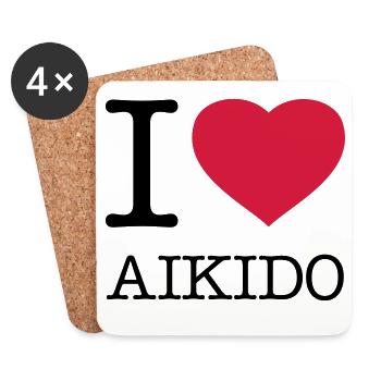 I LOVE AIKIDO - Untersetzer (4er-Set) - Weiß - Vorne