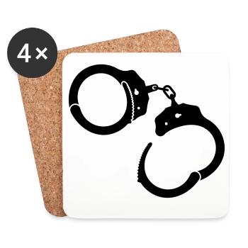 Handschellen Handcuffs - Untersetzer (4er-Set) - Weiß - Vorne
