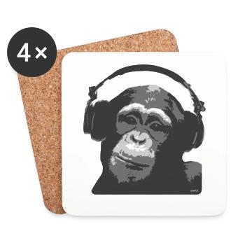 DJ MONKEY by wam - Untersetzer (4er-Set) - Weiß - Vorne