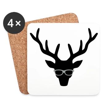Cerf cool - Dessous de verre (lot de 4) - blanc - Devant