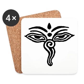 Yeux tibétains - Dessous de verre (lot de 4) - blanc - Devant
