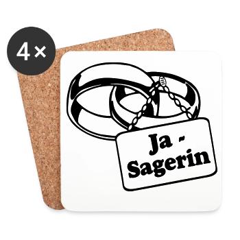 Junggesellenabschied , JGA Braut Ja Sagerin (25) - Untersetzer (4er-Set) - Weiß - Vorne