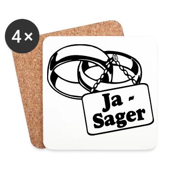 Junggesellenabschied, JGA Bräutigam - Ja Sager(25) - Untersetzer (4er-Set) - Weiß - Vorne
