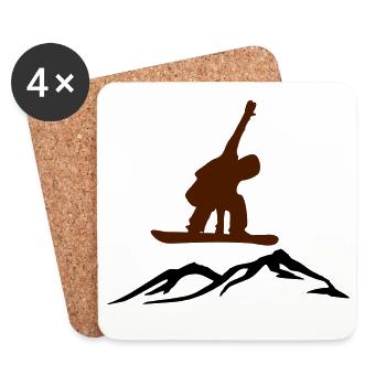 Snowboarder über Berg - Untersetzer (4er-Set) - Weiß - Vorne