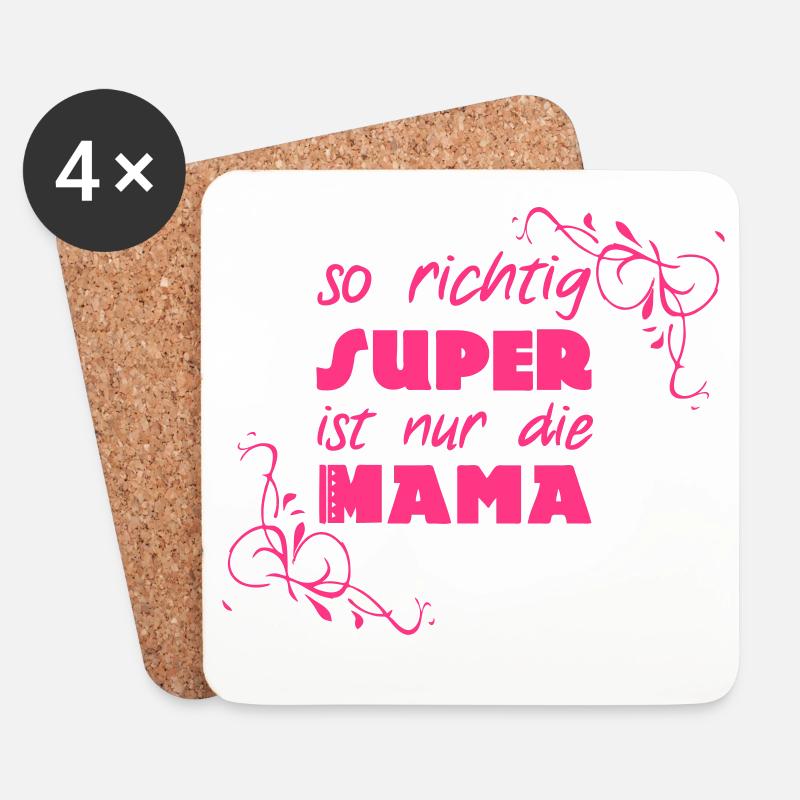 Super Mama Mutter Muttertag Familie Geschenk - Untersetzer (4er-Set) - Weiß