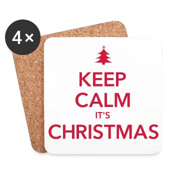 KEEP CALM IT'S CHRISTMAS Weihnachten - Coasters (set of 4) - white - Front