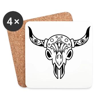 Death's head with horns - Coasters (set of 4) - white - Front