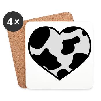 i love cow | ich liebe Kuh | Wildlove - Dessous de verre (lot de 4) - blanc - Devant