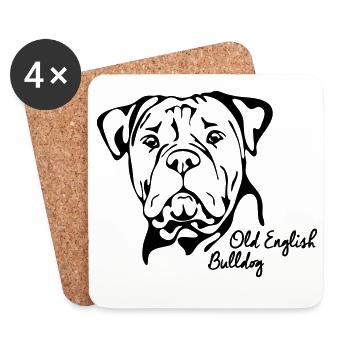 OLD ENGLISH BULLDOG OEB canine dog Wilsigns - Coasters (set of 4) - white - Front