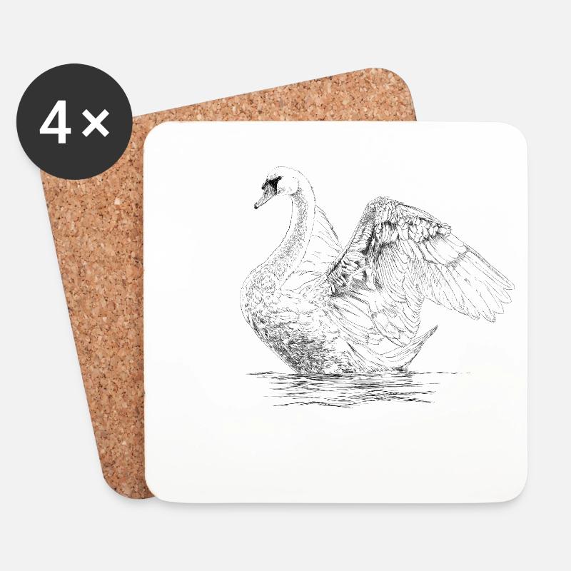 Schwan - Untersetzer (4er-Set) - Weiß