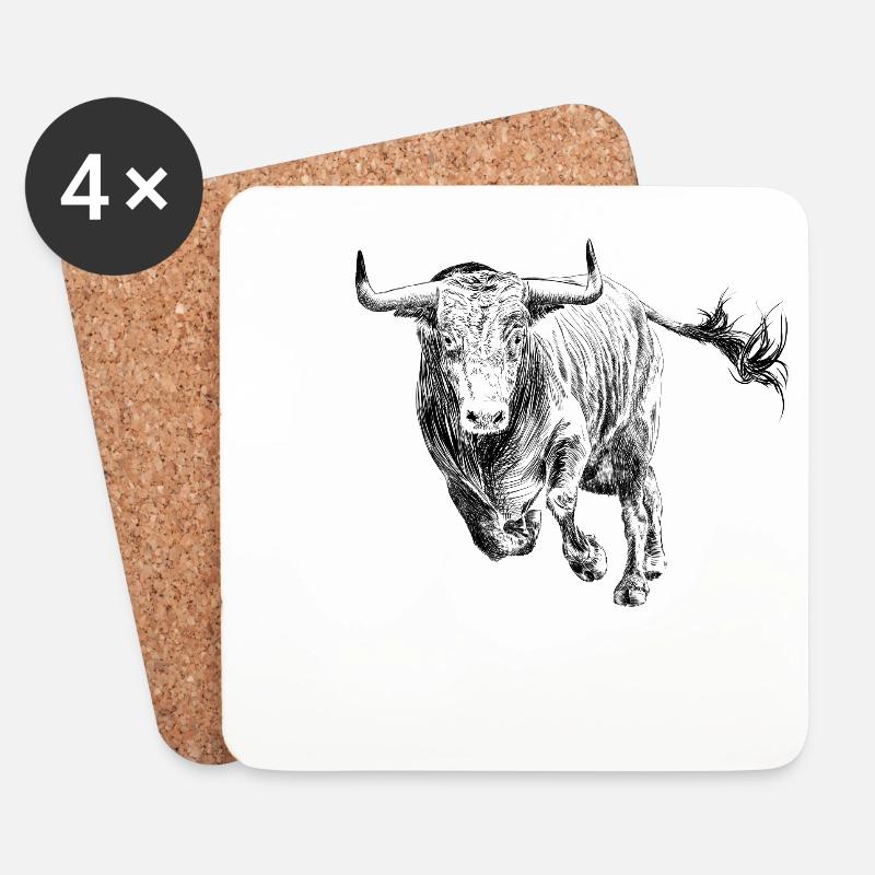 Stier - Untersetzer (4er-Set) - Weiß