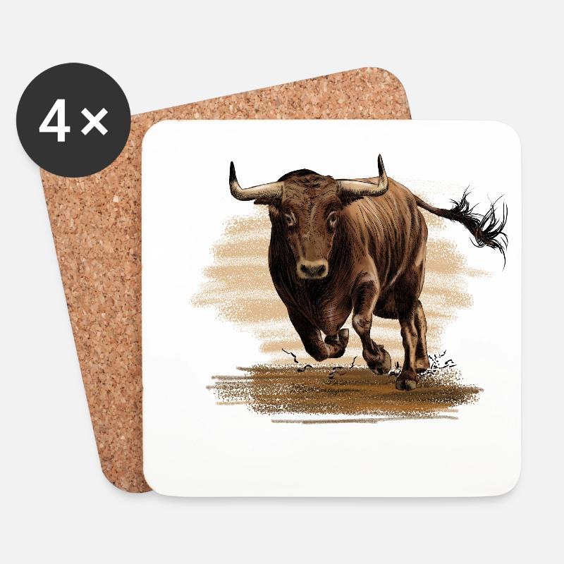 Stier - Untersetzer (4er-Set) - Weiß