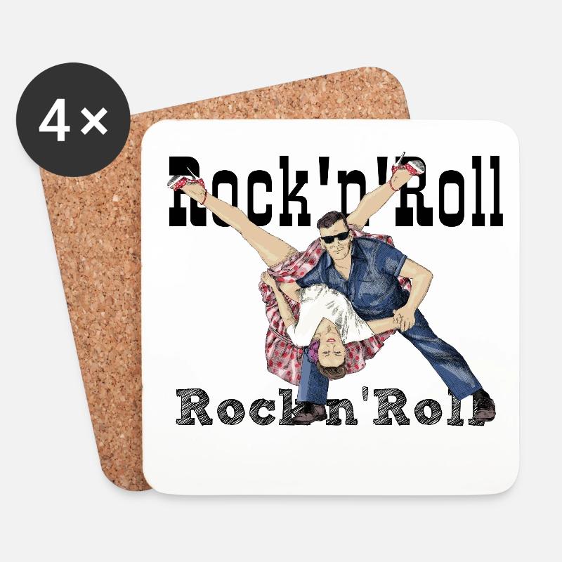 Rock and Roll - Untersetzer (4er-Set) - Weiß