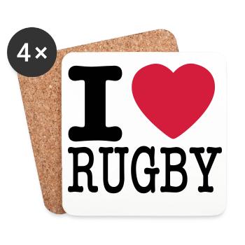 J’aime le rugby - J’aime le rugby - Dessous de verre (lot de 4) - blanc - Devant