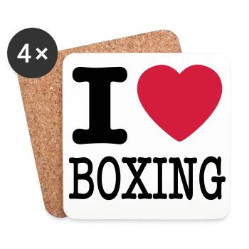j'aime la boxe / I love boîtes - Dessous de verre (lot de 4) - blanc - Devant