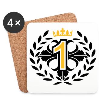 The Number One with a laurel wreath and crown - Coasters (set of 4) - white - Front