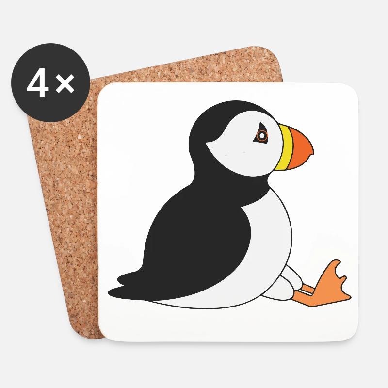 Puffin - Coasters (set of 4) - white