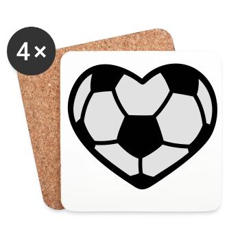 Cœur de football - football France - Dessous de verre (lot de 4) - blanc - Devant