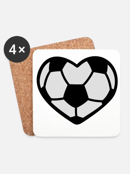 Herz-Fußball - Fussball Frankreich - Untersetzer (4er-Set) - Weiß