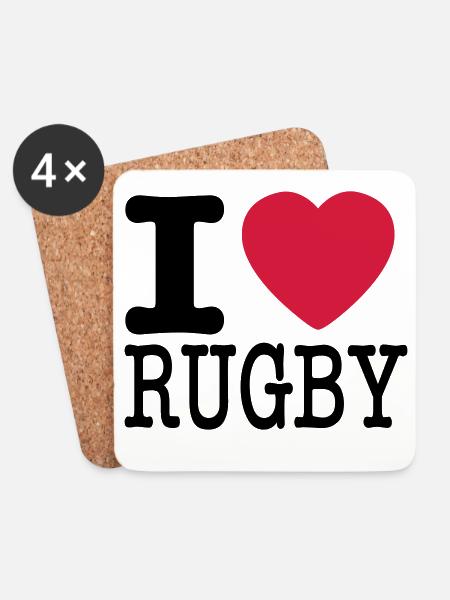 Ich liebe Rugby - Untersetzer (4er-Set) - Weiß
