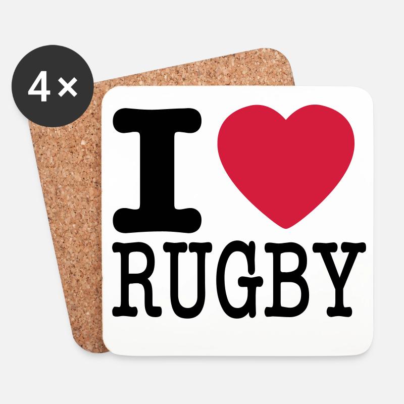 Ich liebe Rugby - Untersetzer (4er-Set) - Weiß