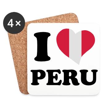I love Peru - J'aime Pérou - Dessous de verre (lot de 4) - blanc - Devant