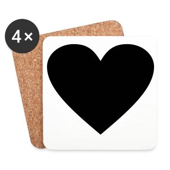 Cœur noir Awesomeelement - Dessous de verre (lot de 4) - blanc - Devant