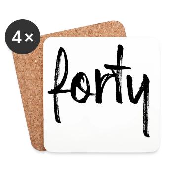 40 forty Geburtstag Geschenk Zahl 40 Nummer - Untersetzer (4er-Set) - Weiß - Vorne