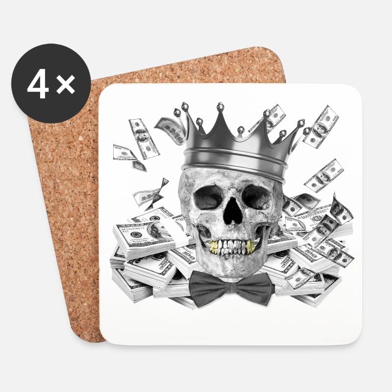 Totenkopf - Untersetzer (4er-Set) - Weiß