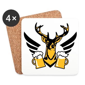 Schicker Hirsch Fluegel Mass Bier Bierkrug Wiesn D - Untersetzer (4er-Set) - Weiß - Vorne