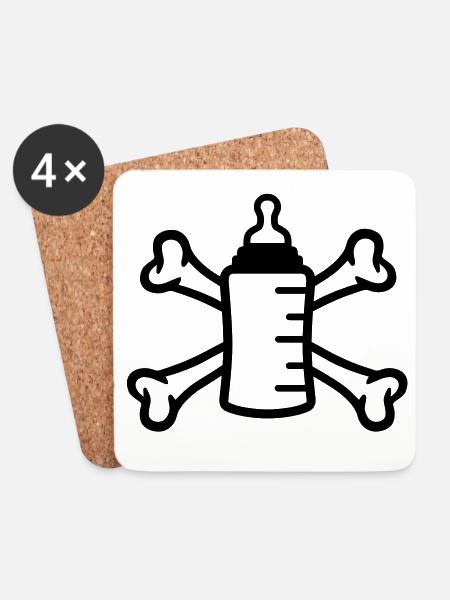 Babyflasche Pirat | Lustiges Geschenk für Kinde - Untersetzer (4er-Set) - Weiß