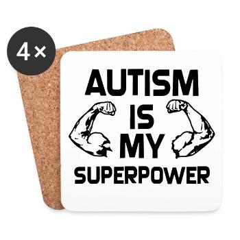 L'autisme est mon super pouvoir T-shirt - Dessous de verre (lot de 4) - blanc - Devant