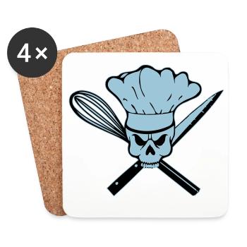 Cook Pirat or Cook Rebell skull - Coasters (set of 4) - white - Front