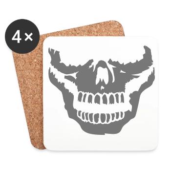 a half skull - Coasters (set of 4) - white - Front