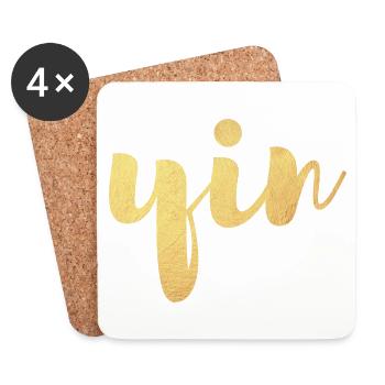 Yin (Yin et Yang) Gold Yoga Look partenaire - Dessous de verre (lot de 4) - blanc - Devant