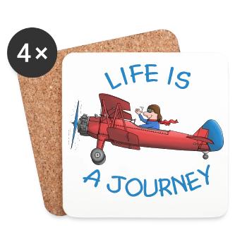 Avion - la vie est un voyage - Dessous de verre (lot de 4) - blanc - Devant