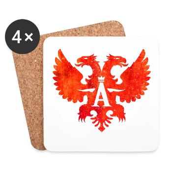 Albanien Shqipëri - Albanischer Adler - Albaner - Untersetzer (4er-Set) - Weiß - Vorne