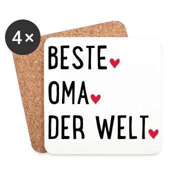 Beste Oma - Untersetzer (4er-Set) - Weiß - Vorne