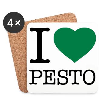 I LOVE PESTO Basilikum - Untersetzer (4er-Set) - Weiß - Vorne