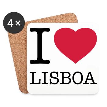 I LOVE LISBON, Lisbon, Lisbon, Portugal - Coasters (set of 4) - white - Front