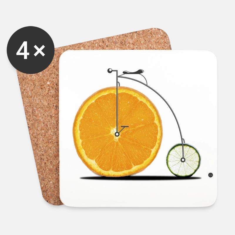 Obst Fahrrad - Untersetzer (4er-Set) - Weiß
