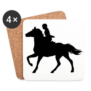 Horses, horse, riding,pony, cowboy, trot, Gallop - Coasters (set of 4) - white - Front