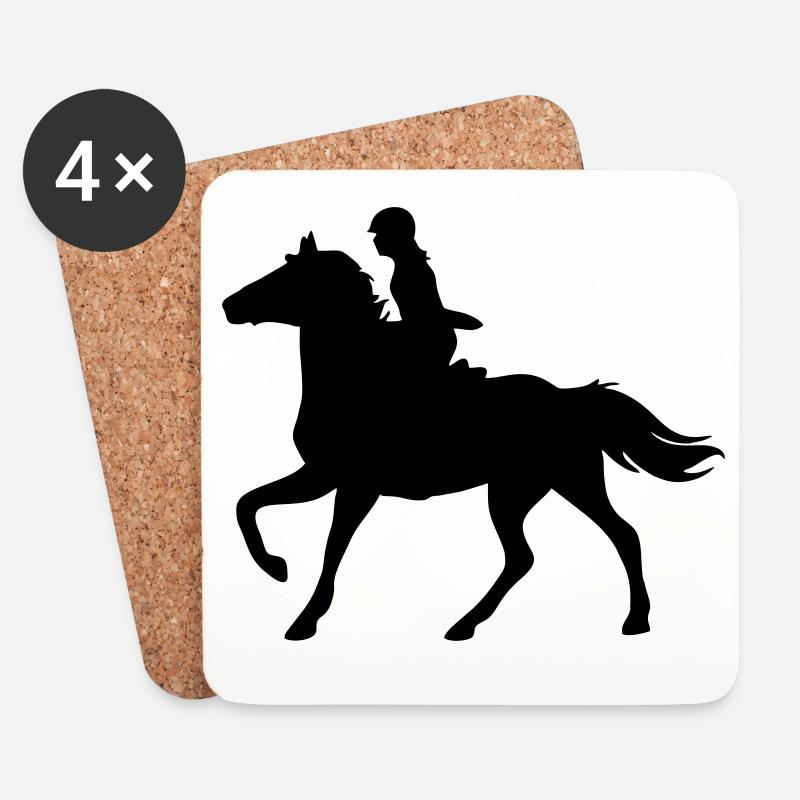 Mädchen mit Pferd - Untersetzer (4er-Set) - Weiß